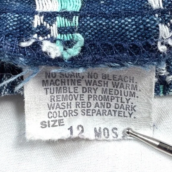 VINTAGE OSHKOSH Baby Denim Pull On‎ Pants Size 12 Months Floral Casual Classic - Picture 8 of 9